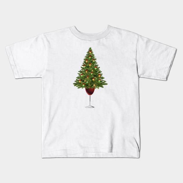 Wine Lovers Christmas Tree Kids T-Shirt by Merchweaver